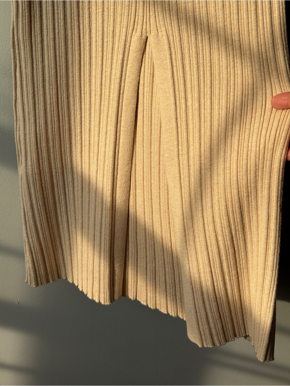Quince Cotton Cashmere Ribbed Sleeveless Midi Dress - Heather Oatmeal - Size M - Picture 11 of 16